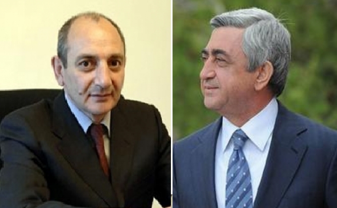 NKR President Bako Sahakyan congratulates President Serzh Sargsyan on birthday