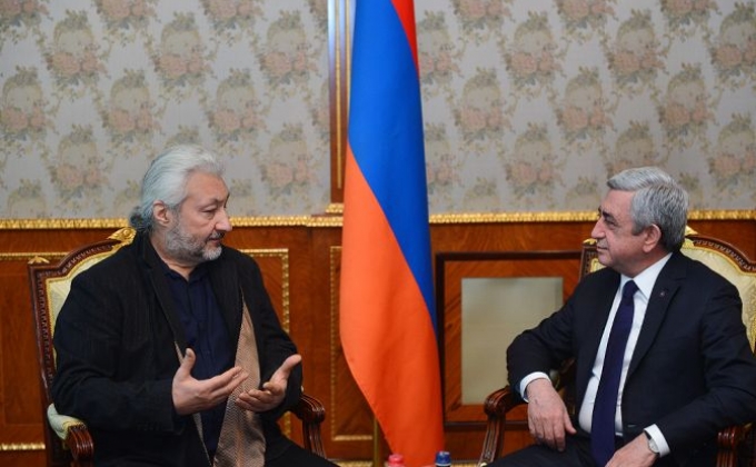 President Sargsyan receives prominent Armenian musician, painter Stas Namin