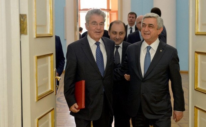 Президент Армении Серж Саргсян сегодня принял бывшего президента Австрии Хайнца Фишера