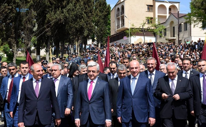 Bako Sahakyan and  Serzh Sargsyan attend festive ceremonies in Artsakh