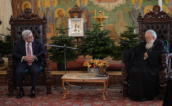 Սերժ Սարգսյանը հանդիպել է Համայն Վրաստանի Կաթողիկոս-Պատրիարք Իլյա Երկրորդի հետ