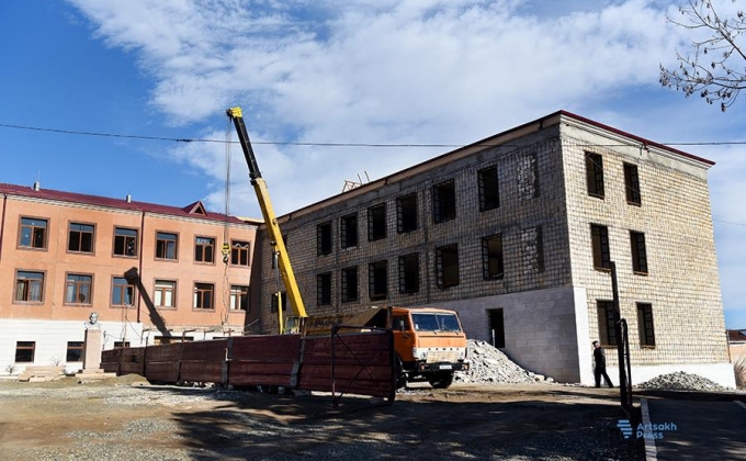 Third building of Stepanakert's basic school N 9 being reconstructed