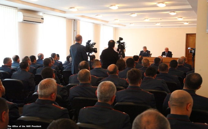 Президент Бако Саакян принял участие в заседании коллегии полиции Республики Арцах по обобщению итогов деятельности