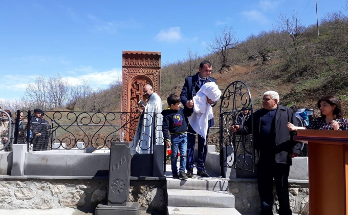Khachkar and drinking fountain built in memory of April War hero (Photos)