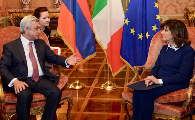 Սերժ Սարգսյանն ու Իտալիայի Սենատի նախագահը մտքեր են փոխանակել ԼՂ խնդրի շուրջ