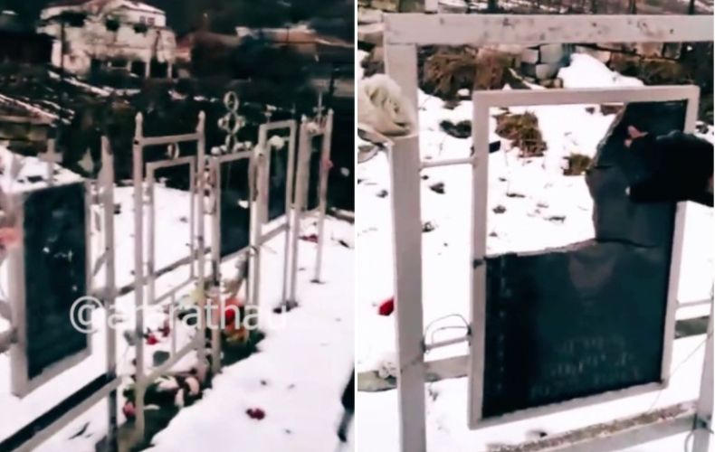 Azerbaijan destroys fallen heroes memorial in Artsakh village