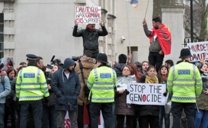 London protest against Turkish PM Davutoglu