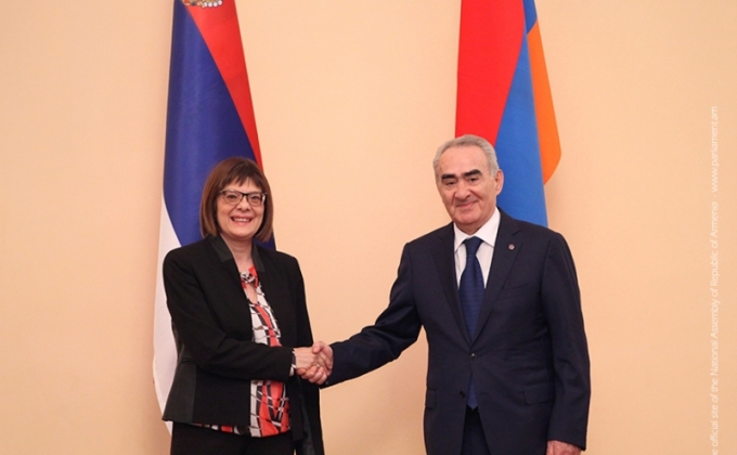 Galust Sahakyan Receives the Speaker of  the National Assembly of  Serbia