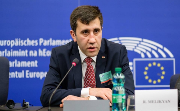 Ruben Melikyan's press conference in Europarliament building underway. Live