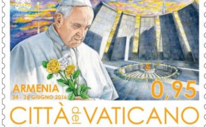 Vatican releases stamp showing Pope at Armenian Genocide memorial