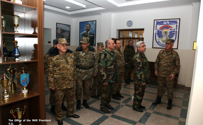 Bako Sahakyan and Serzh Sargsyan visit military units in Artsakh