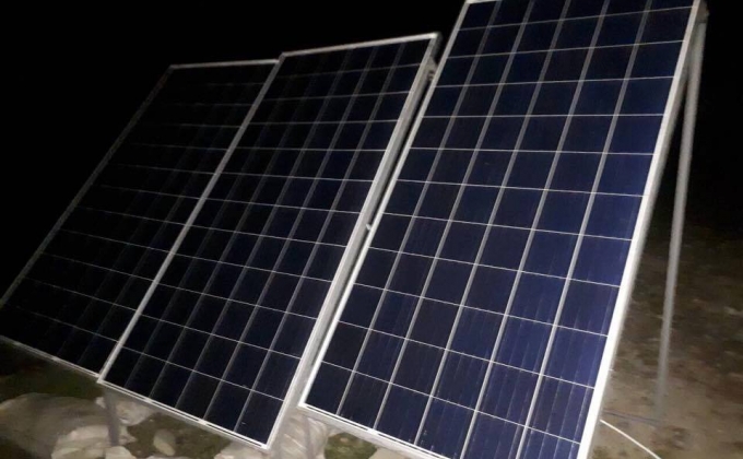 Solar panels and batteries installed in a number of military positions