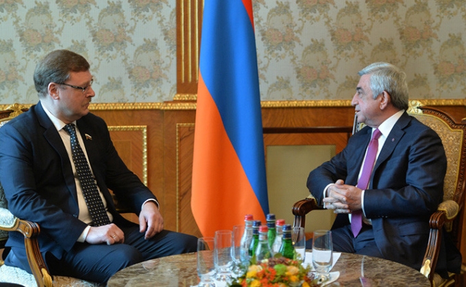 President Sargsyan thanks Konstantin Kosachev for his objective position on Armenia’s foreign policy at different platforms