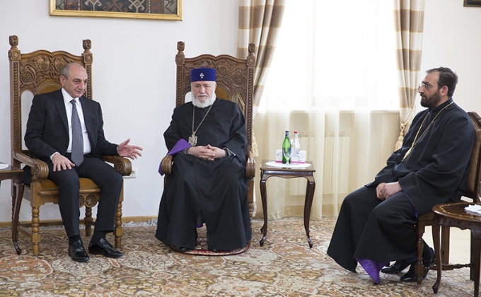 Artsakh President meets with  Catholicos of All Armenians Garegin II