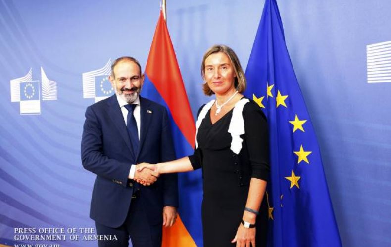 Peaceful settlement of NK conflict continues to be priority for European Union, Mogherini tells Pashinyan in Brussels