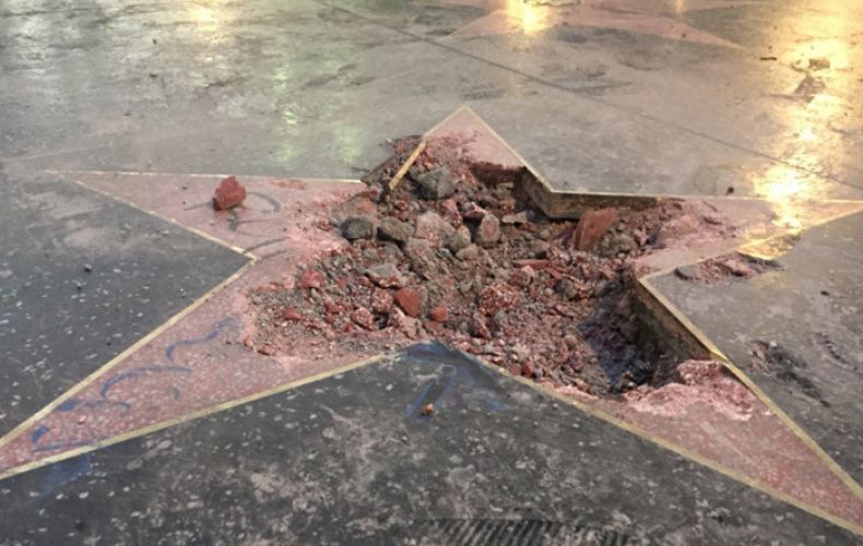 President Trump's Hollywood Walk of Fame star was smashed to pieces