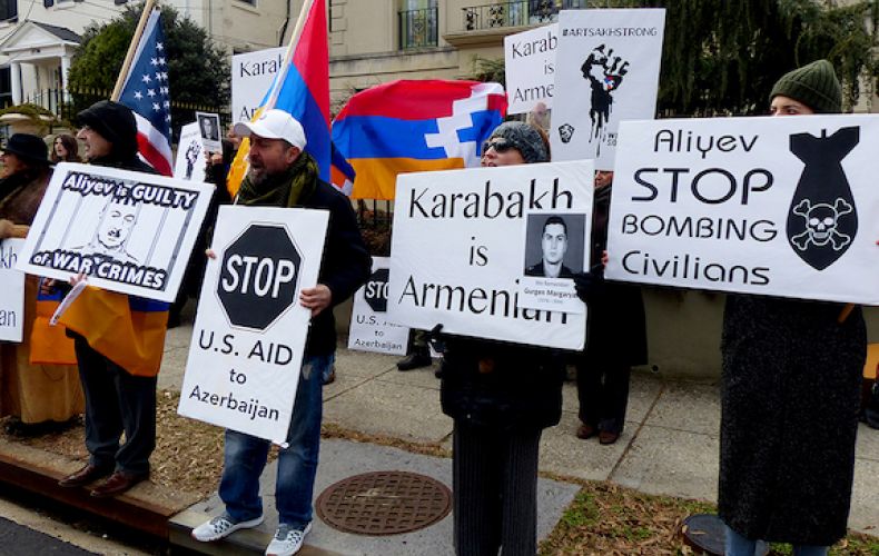 Greater Washington DC community members join Armenian Youth Federation protesting outside Azerbaijani embassy
