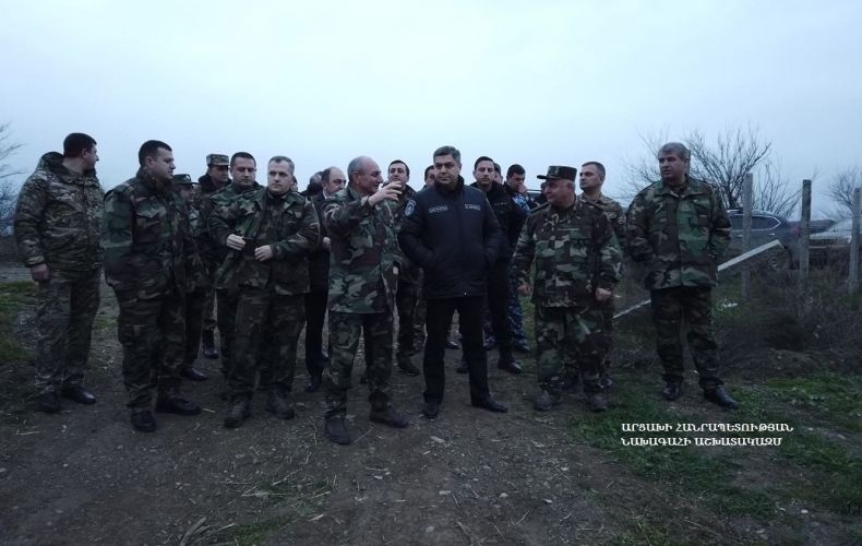Bako Sahakyan and Arthur Vantesyan visited the southern section of the Artsakh-Azerbaijani borderline