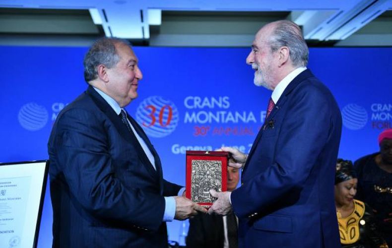 ՀՀ նախագահ Արմեն Սարգսյանն արժանացել է Crans Montana ֆորումի PRIX DE LA FONDATION 2019 մրցանակին

