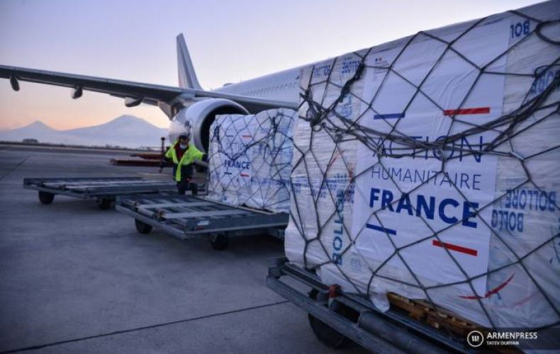 First plane carrying humanitarian aid announced by France President arrives in Yerevan