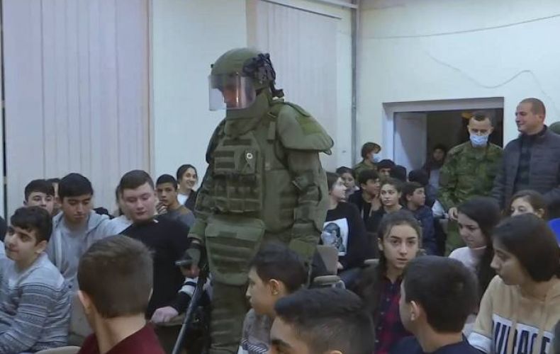 Russian peacekeepers held classes on security measures with students of school in Stepanakert city