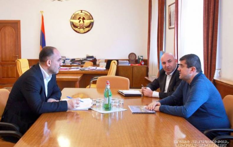 Arayik Harutyunyan receives the representativies of ''Hayastan'' All-Armenian Fund, which is launching new programs in Artsakh