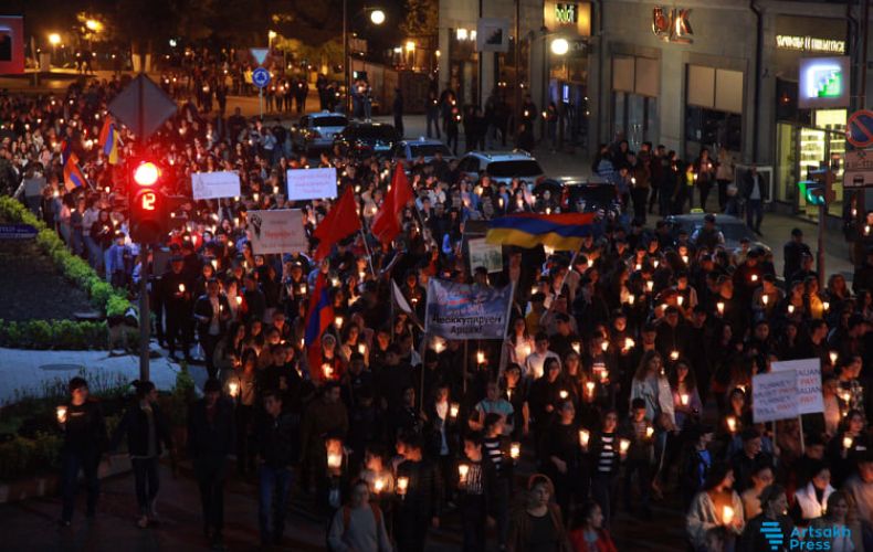 Torch-light procession organized in Stepanakert dedicated to 106th anniversary of Armenian Genocide