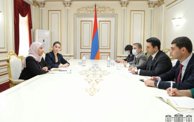 Armenian Parliament Speaker highly appreciates UAE’s balanced foreign policy at regional, international levels