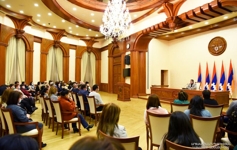 Artsakh Republic President received staff members of schools of Hadrout and Shoushi