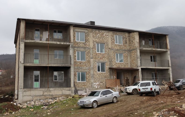 The construction of an apartment building in Chartar is nearing completion