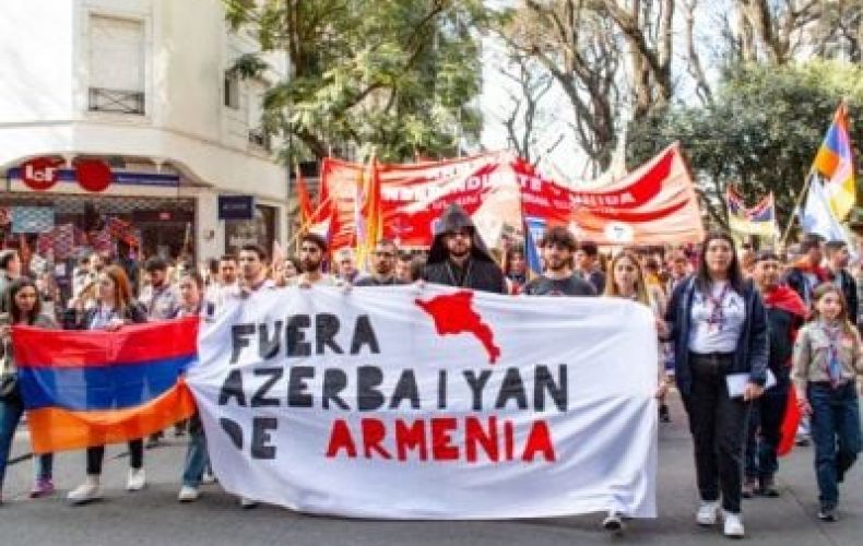 Armenian youth of Argentina march to Azerbaijan embassy