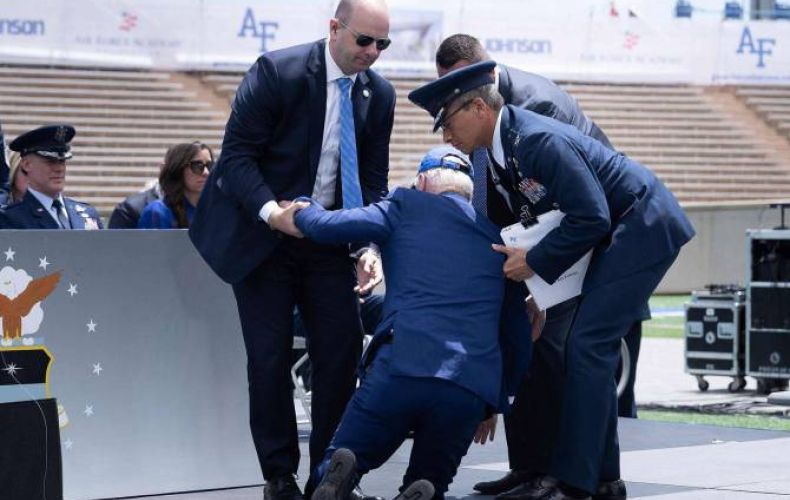 'I got sandbagged!': U.S. President Biden laughs off fall at Air Force Academy commencement ceremony