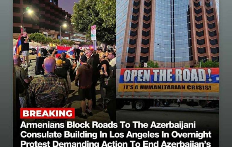 American Armenians encircle Azerbaijan consulate building